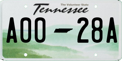 TN license plate A0028A