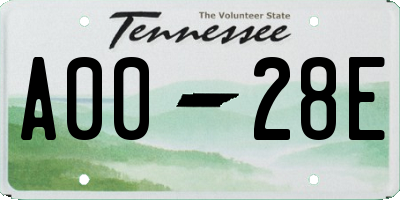 TN license plate A0028E