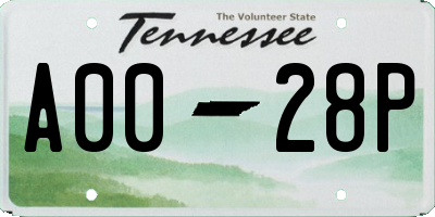 TN license plate A0028P
