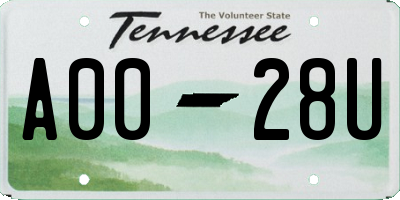 TN license plate A0028U