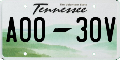 TN license plate A0030V