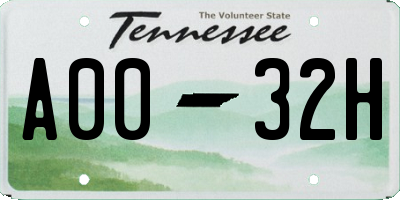 TN license plate A0032H