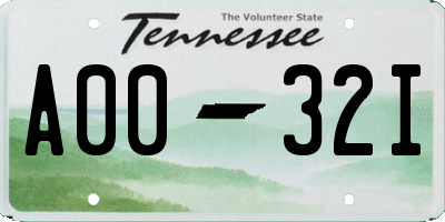 TN license plate A0032I