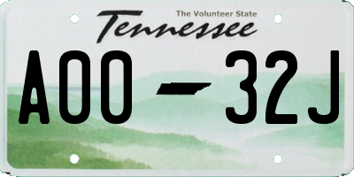 TN license plate A0032J