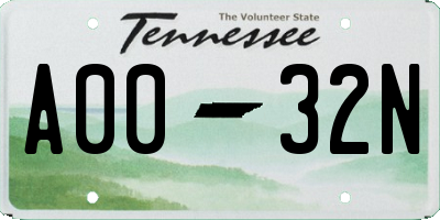 TN license plate A0032N