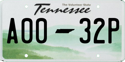 TN license plate A0032P