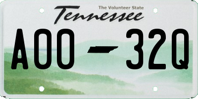 TN license plate A0032Q