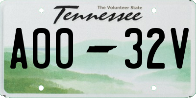TN license plate A0032V