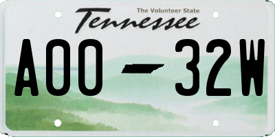 TN license plate A0032W