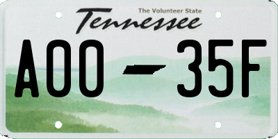 TN license plate A0035F