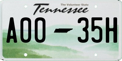 TN license plate A0035H