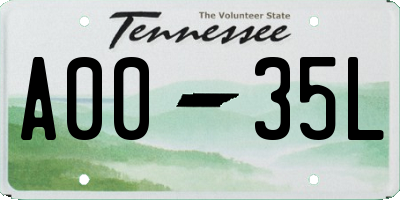 TN license plate A0035L