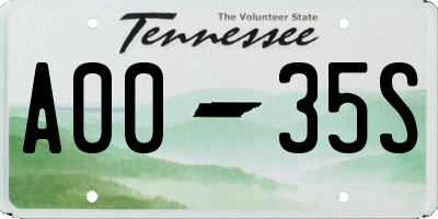 TN license plate A0035S