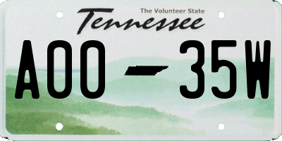 TN license plate A0035W