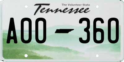 TN license plate A0036O