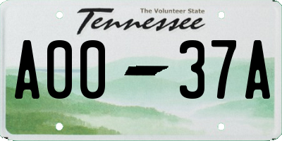 TN license plate A0037A