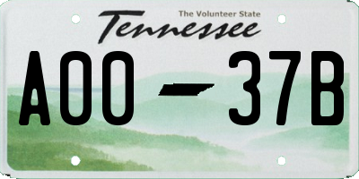 TN license plate A0037B