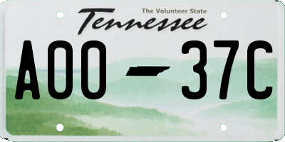 TN license plate A0037C