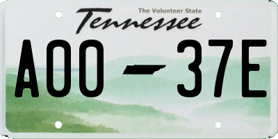 TN license plate A0037E