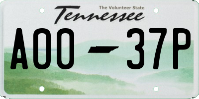 TN license plate A0037P