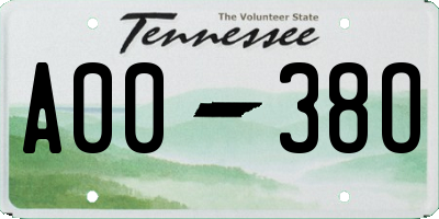 TN license plate A0038O
