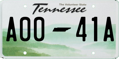 TN license plate A0041A