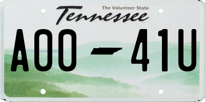 TN license plate A0041U