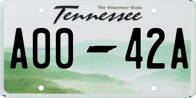 TN license plate A0042A