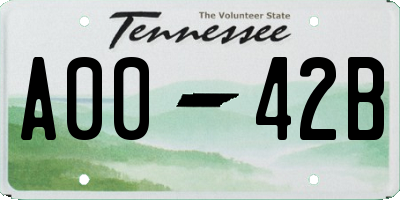TN license plate A0042B