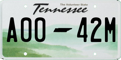 TN license plate A0042M