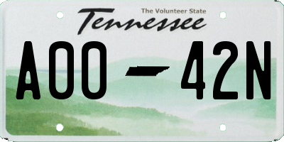 TN license plate A0042N