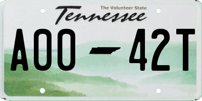 TN license plate A0042T