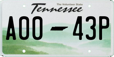 TN license plate A0043P