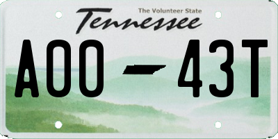 TN license plate A0043T
