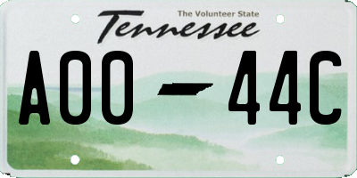 TN license plate A0044C