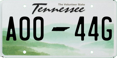 TN license plate A0044G