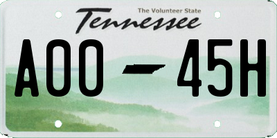 TN license plate A0045H