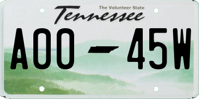 TN license plate A0045W