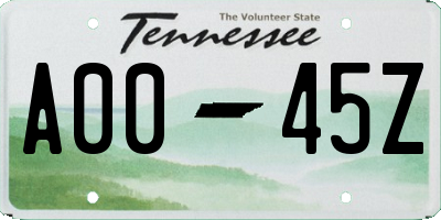 TN license plate A0045Z