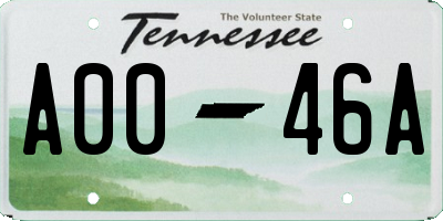 TN license plate A0046A