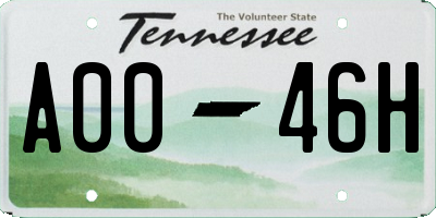 TN license plate A0046H