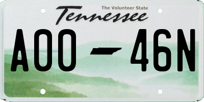 TN license plate A0046N