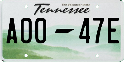 TN license plate A0047E