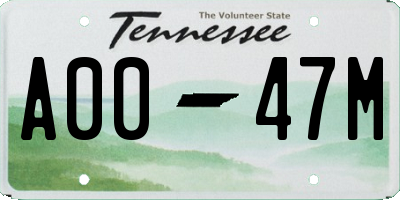 TN license plate A0047M