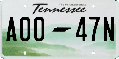 TN license plate A0047N