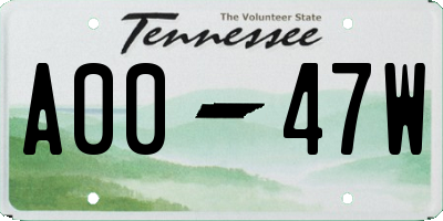 TN license plate A0047W