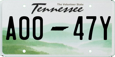 TN license plate A0047Y