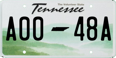 TN license plate A0048A