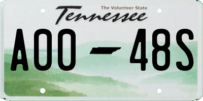 TN license plate A0048S