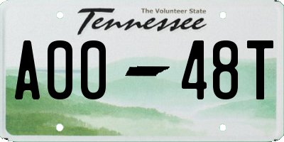TN license plate A0048T